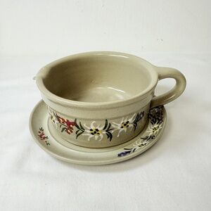 Vtg Handmade Stoob Austria Edelweiss Alpenblumen Gravy Bowl Plate Set